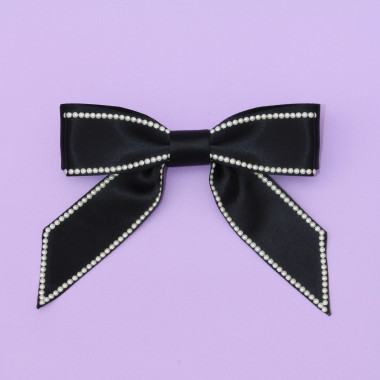 barrette luxe noeud noir avec perles