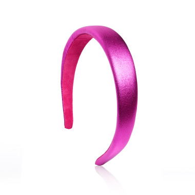 serre-tête bombé en cuir fushia métal