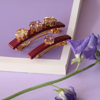 Leather & crystals barrette...